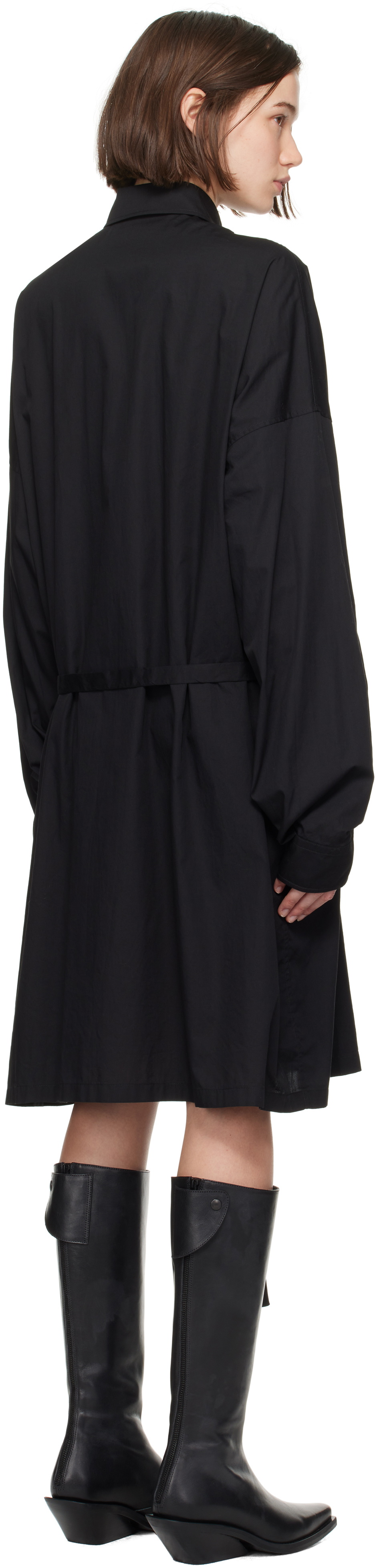 Ann Demeulemeester Black Slouchy Shirt Midi Dress
