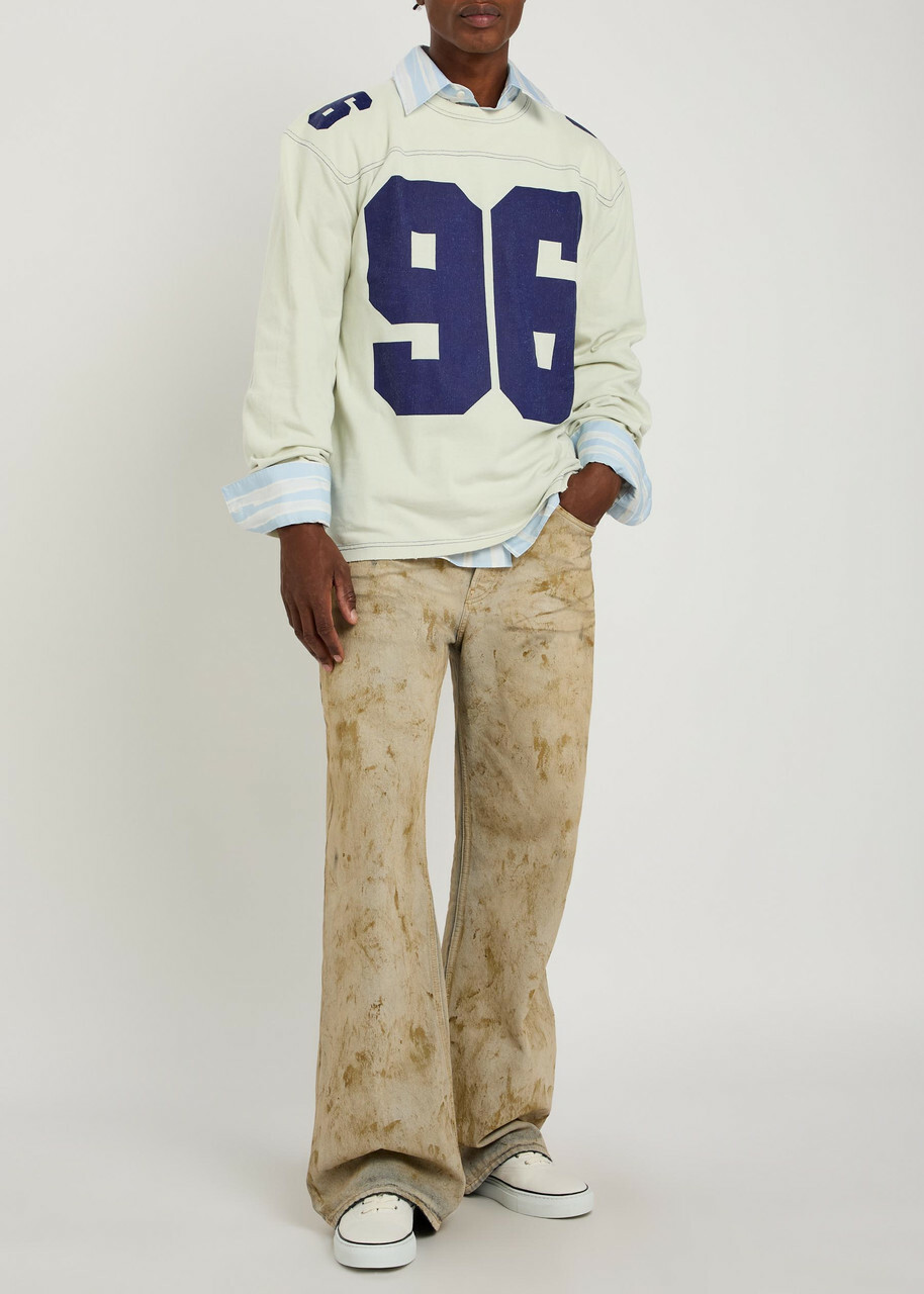 Acne Studios Printed Long-sleeve Cotton T-shirt Beige