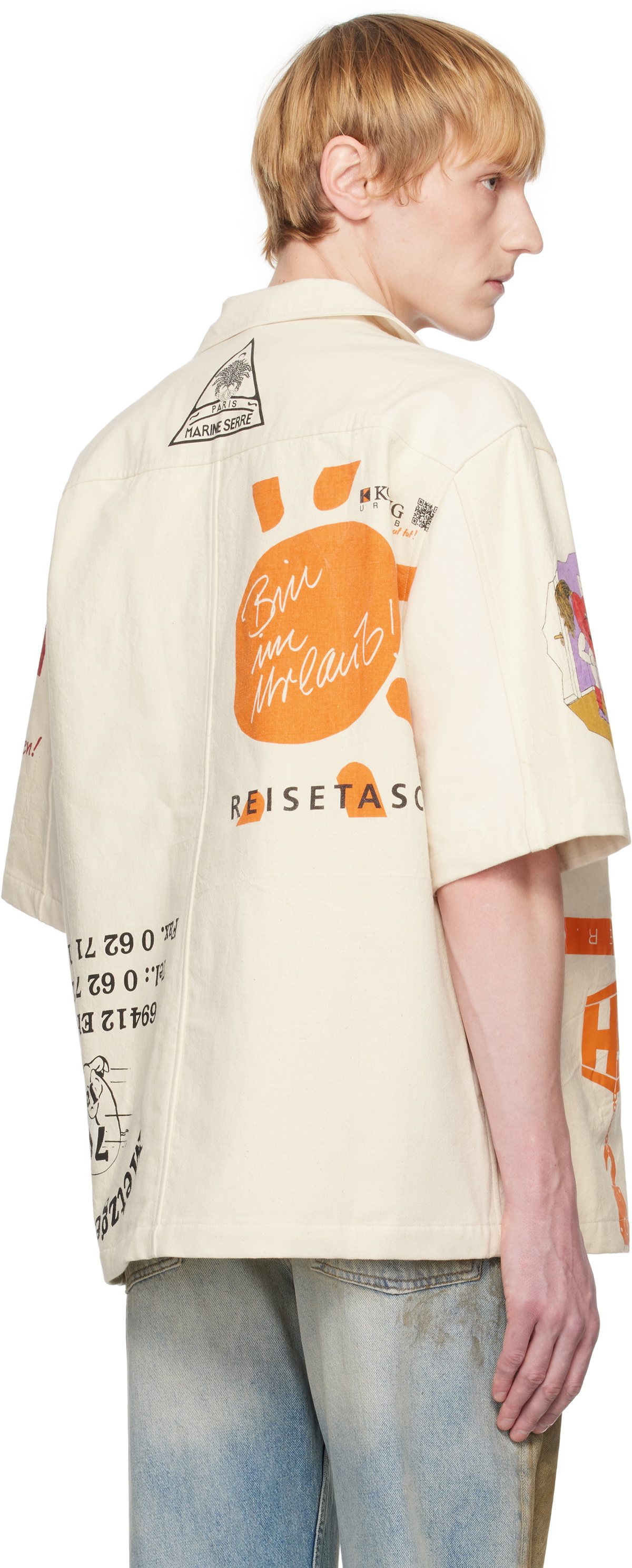 Marine Serre Off-White Regenerated Tote Bags Bowling Shirt