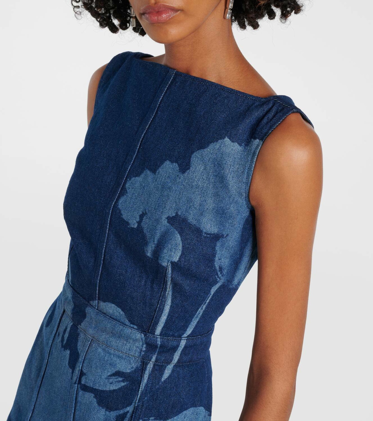 Erdem Printed floral denim midi dress Erdem