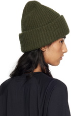 GANNI Green Oversized Wool Rib Knit Beanie