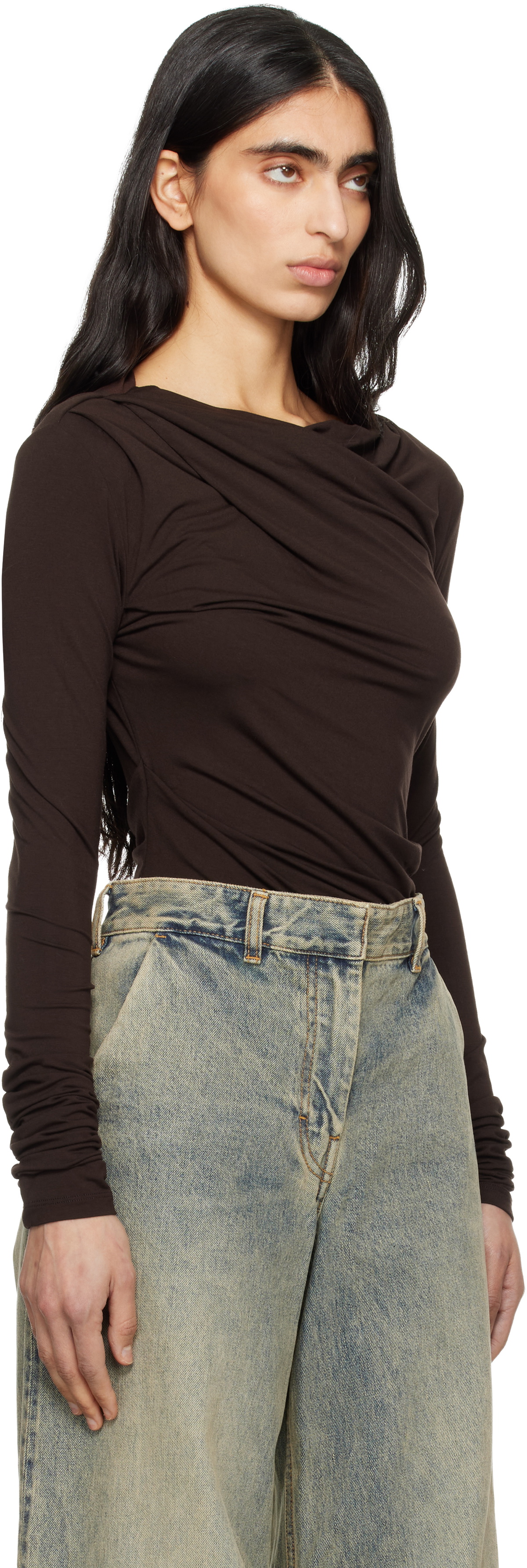 Entire Studios Brown Drape Top