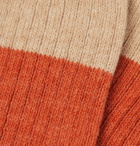 Mr P. - Colour-Block Wool-Blend Socks - Orange