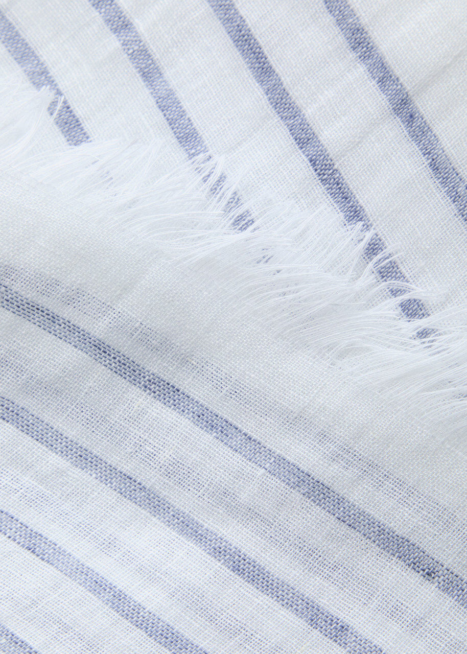 Eileen Fisher Striped Linen Scarf - Blue - One Size