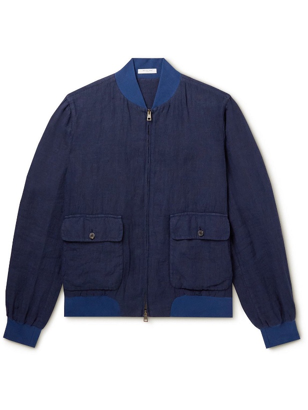Photo: Boglioli - Garment-Dyed Linen Bomber Jacket - Blue
