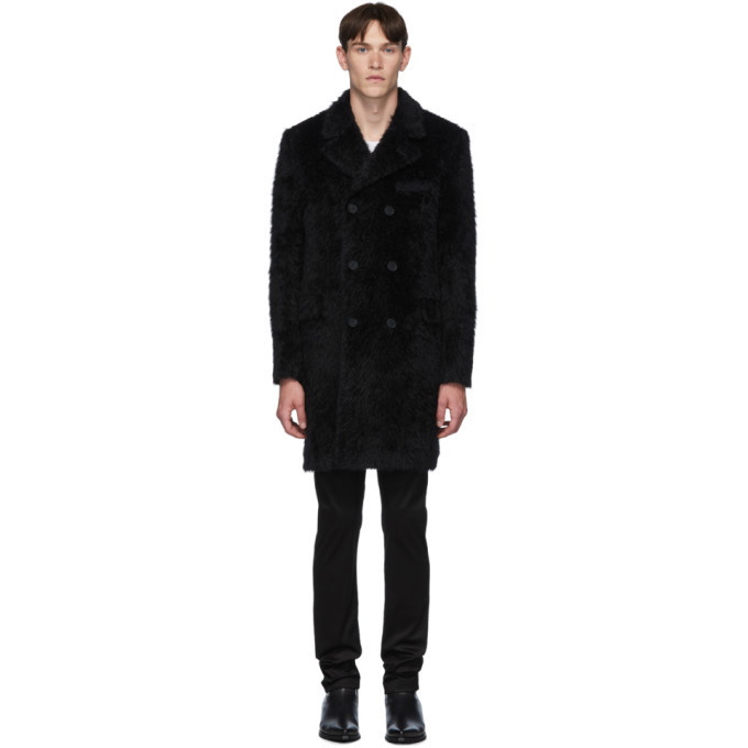 Photo: Saint Laurent Black Rive Gauche Double Breasted Coat