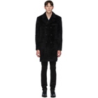 Saint Laurent Black Rive Gauche Double Breasted Coat