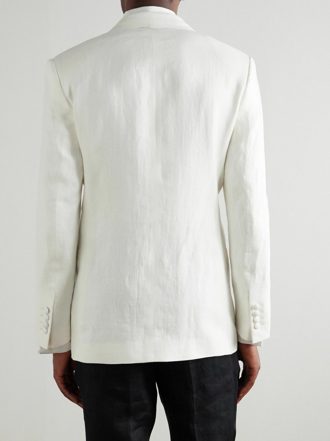Kingsman - Double-Breasted Herringbone Linen Tuxedo Jacket - Neutrals