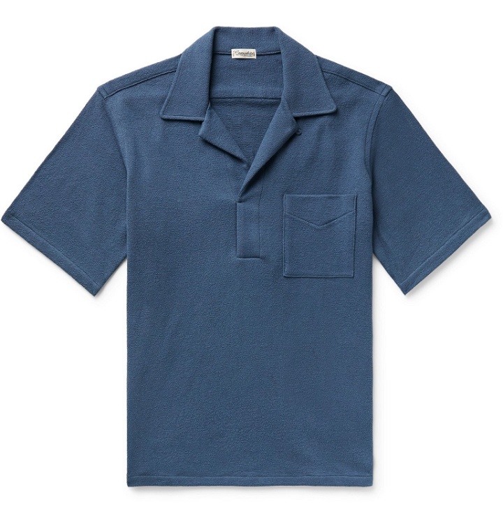 Photo: Camoshita - Skipper Camp-Collar Cotton-Terry Shirt - Blue