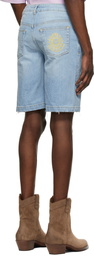 Versace Jeans Couture Blue Denim Embroidered Logo Shorts