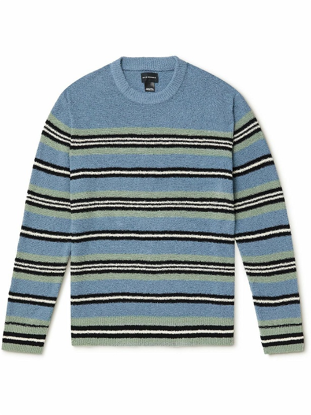Photo: Club Monaco - Striped Cotton-Blend Bouclé Sweater - Blue
