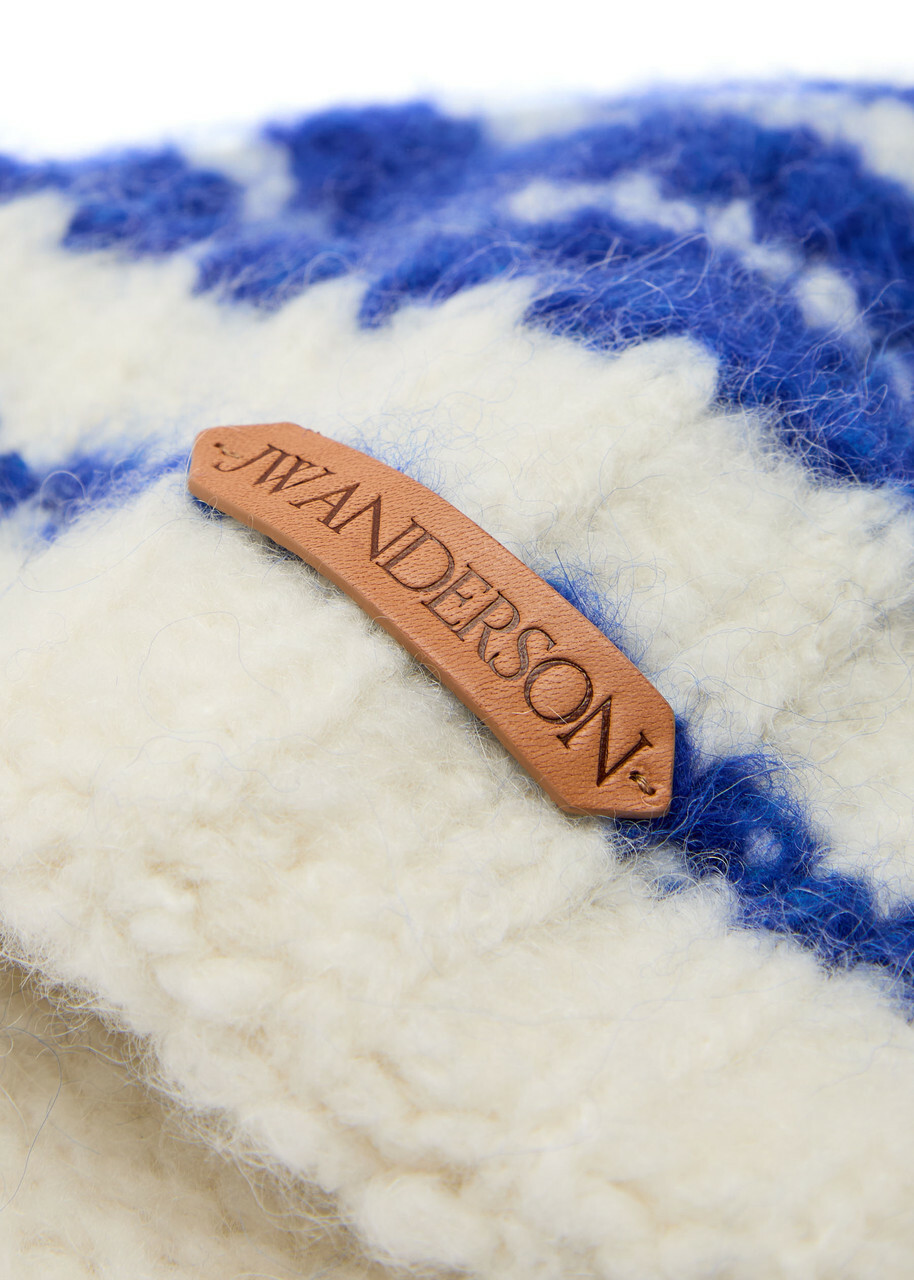 JW Anderson Striped Brushed Alpaca-blend Beanie - Blue - One Size
