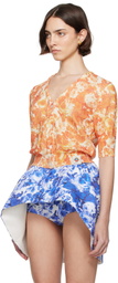 Bally Orange Rosengarten Print Cardigan
