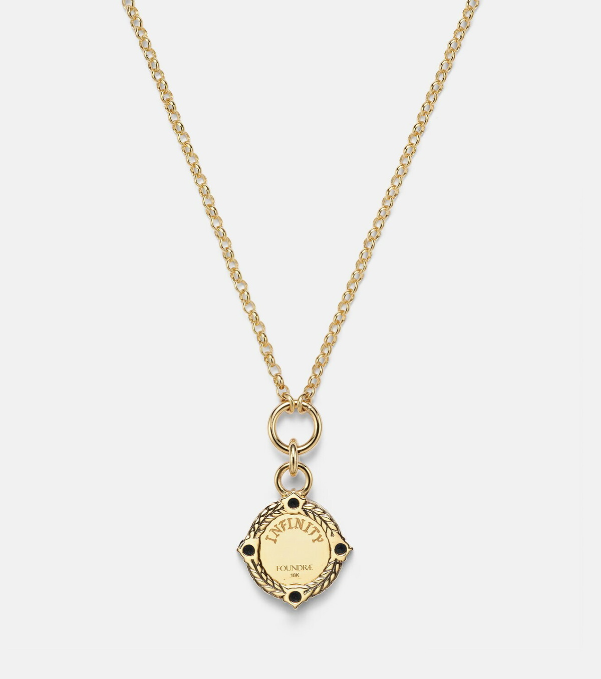 FoundRae Infinite Gratitude 18kt gold necklace with diamonds and sapphires