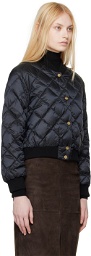 Max Mara Black The Cube Quilted Reversible Down Bomber Jacket