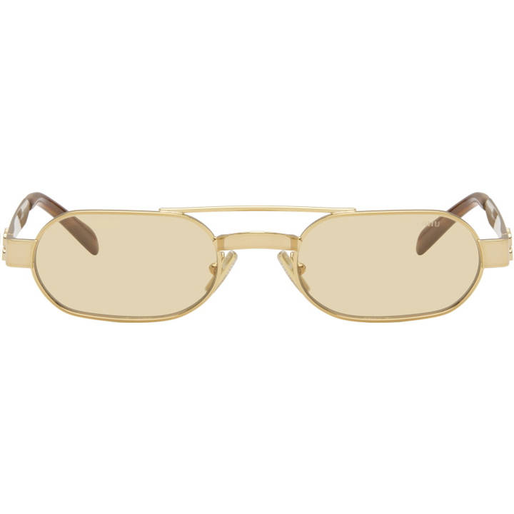 Photo: Miu Miu Eyewear Gold Aviator Sunglasses