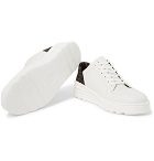 Fendi - Logo-Print Webbing and Leather Sneakers - White