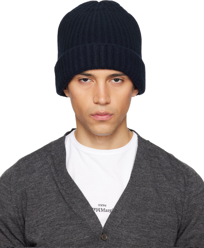 Photo: Maison Margiela Navy Ribbed Beanie