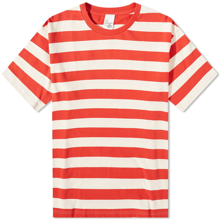 Photo: Nudie Jeans Co Men's Nudie Uno Block Stripe T-Shirt in Off White/Red