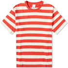 Nudie Jeans Co Men's Nudie Uno Block Stripe T-Shirt in Off White/Red