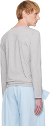 ANDREJ GRONAU Gray & Pink Bow Piping Jersey Top