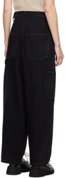 Y's Black Pleated Jeans
