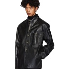 Lemaire Black Leather Shirt Jacket