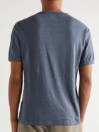 Officine Générale - Garment-Dyed Linen-Blend T-Shirt - Blue