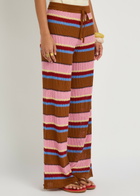 Guest In Residence Palazzo Striped-knit Silk and Linen-blend Trousers Pink