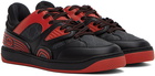 Gucci Black & Red Basket Low Sneakers