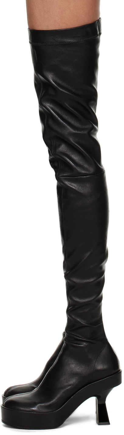 Versace Black Leather Over-The-Knee Boots Versace