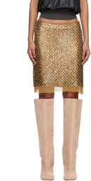 Edward Cuming Gold Hand Embroidered Sequin Midi Skirt