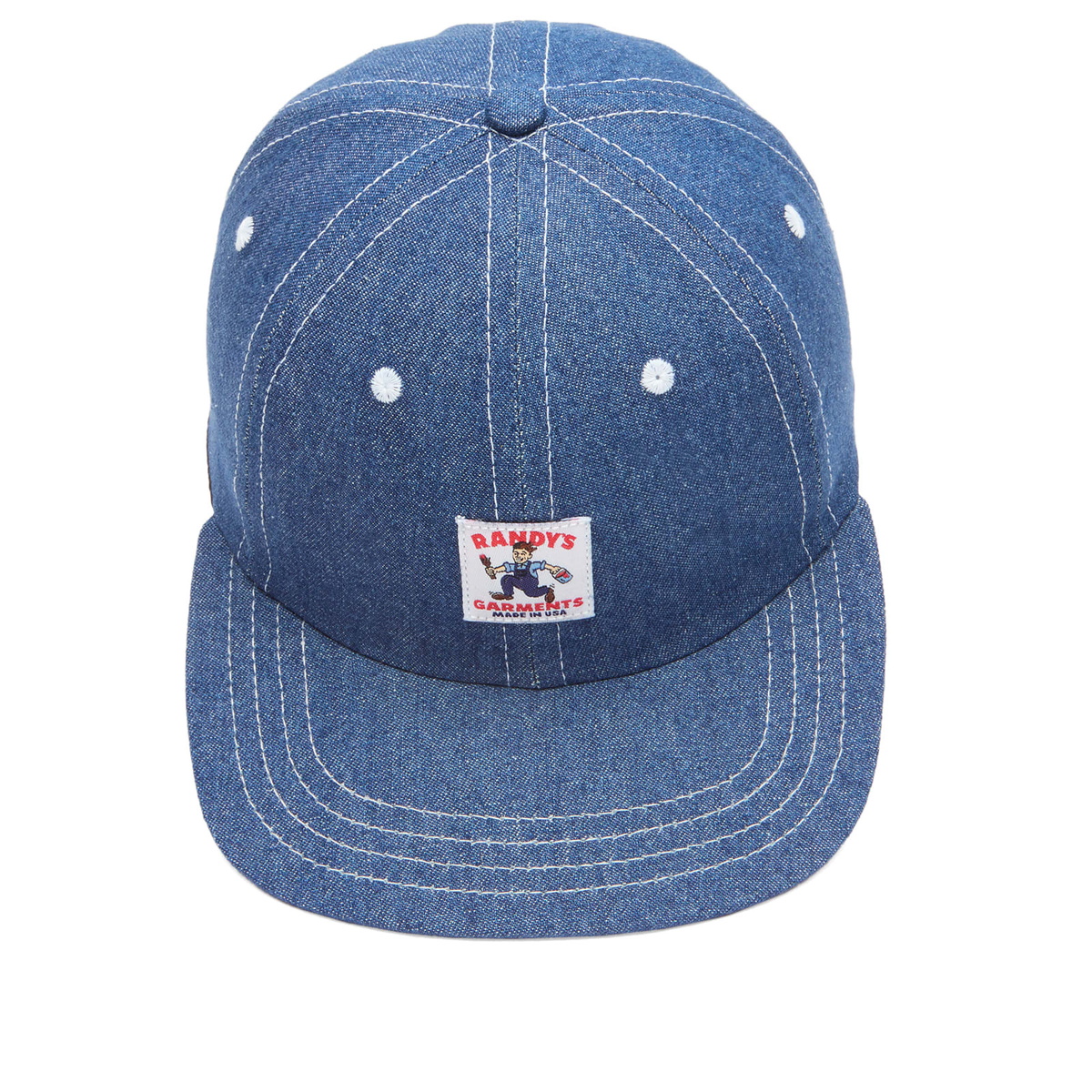 Randy's Garments Men's Randy’s Garments  5 Panel Logo Snapback Cap in Double Washed Denim 