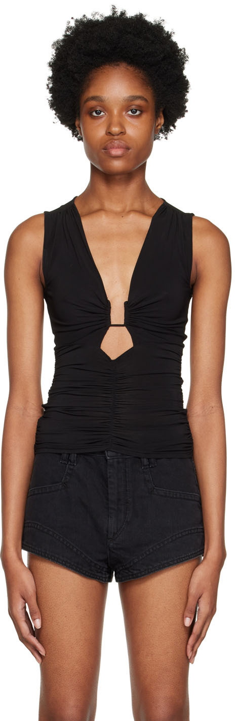 One-shoulder cotton tank top in black - Isabel Marant
