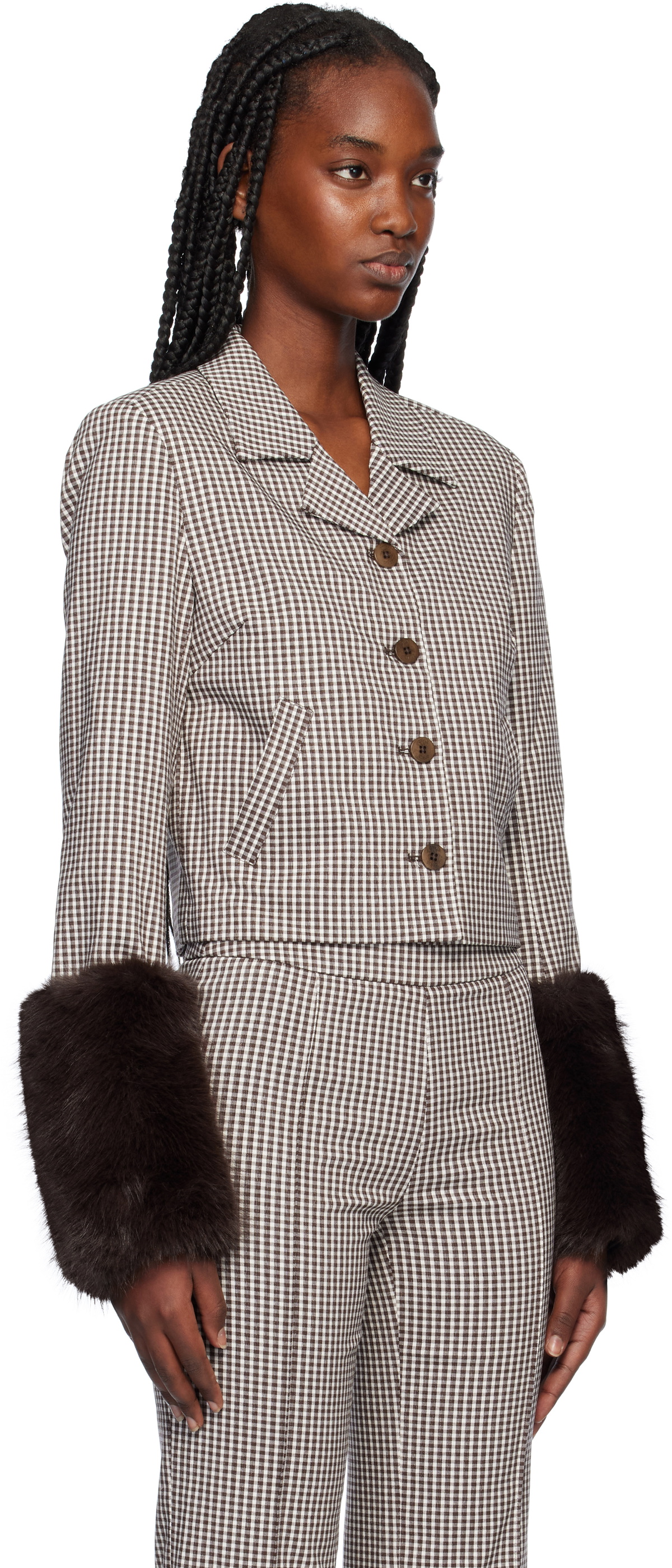 Staud Brown & White Regency Jacket