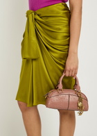 Chloe Draped Silk Knee-length Skirt Olive