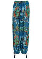 Etro Patterned Balloon-leg Georgette Trousers Blue