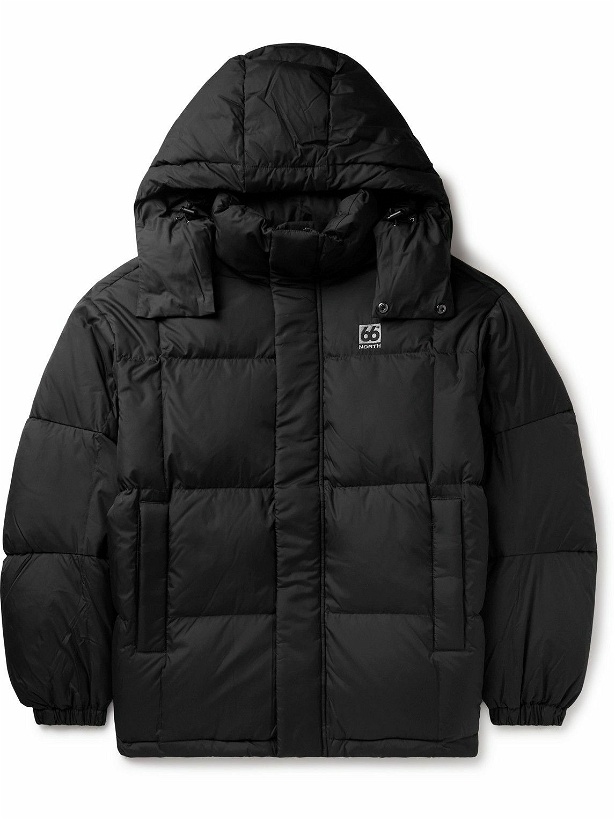 Photo: 66 North - Dyngja Quilted Recycled-Shell Hooded Down Jacket - Black