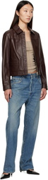 Loulou de Saison Brown Ascot Leather Jacket