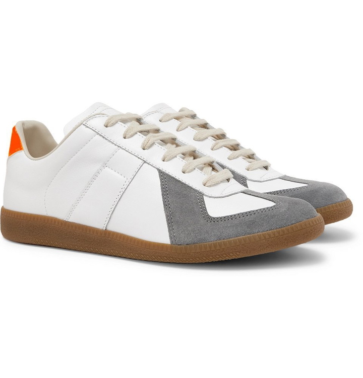 Photo: Maison Margiela - Replica Leather and Suede Sneakers - Men - White