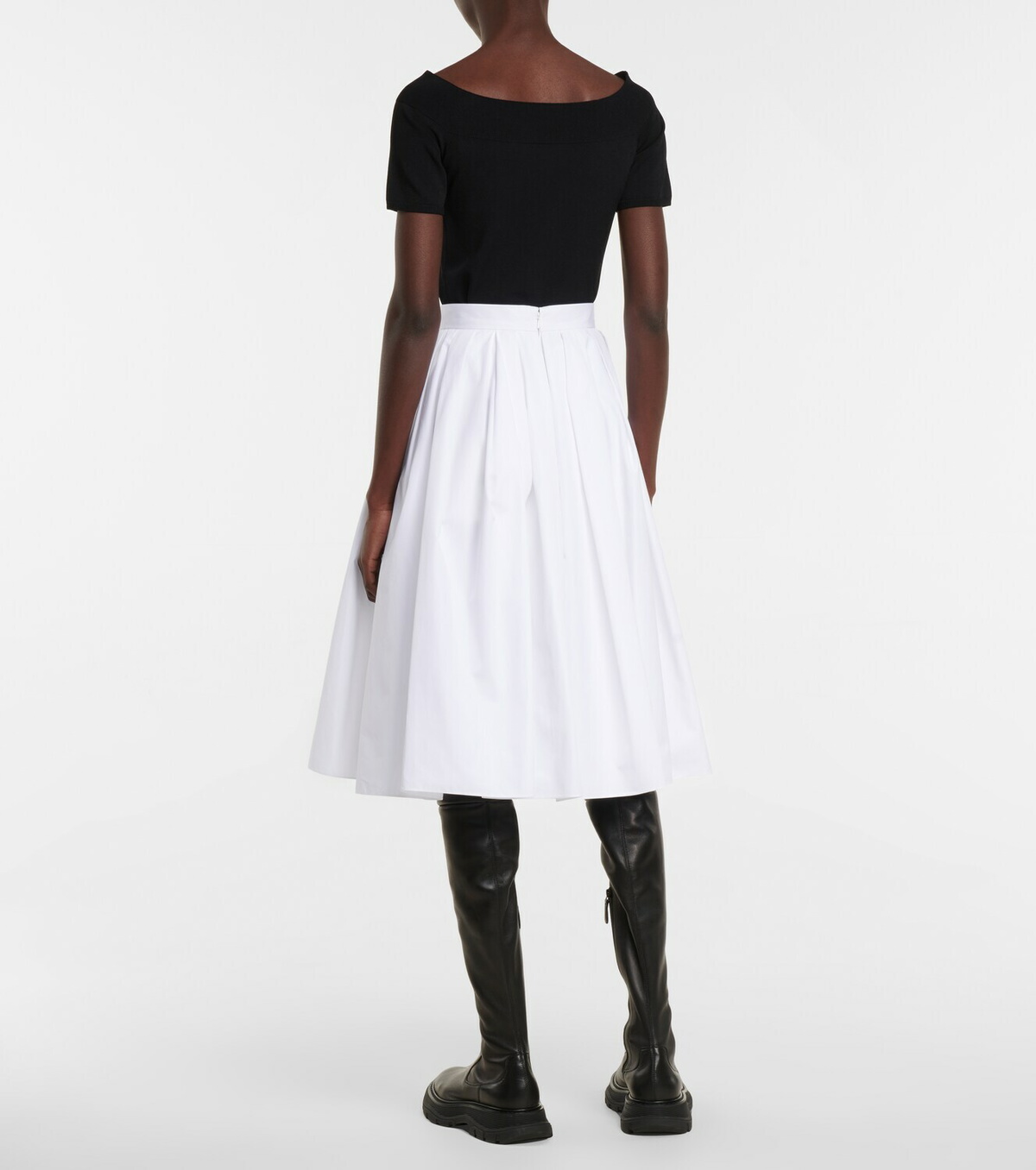 Alexander McQueen High-rise cotton poplin midi skirt