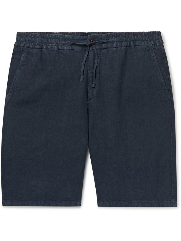 Photo: NN07 - Seb Linen Drawstring Shorts - Blue