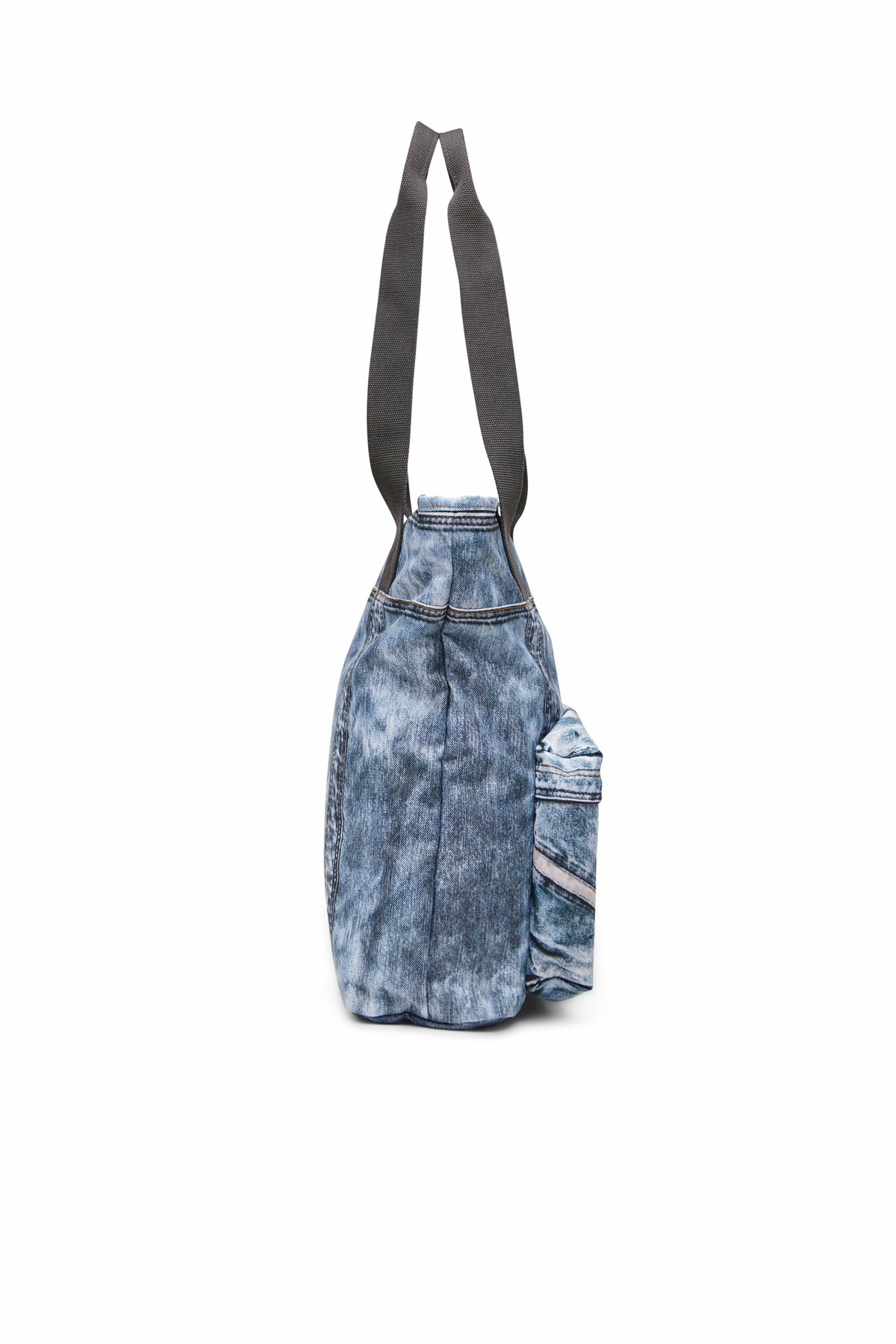 Diesel Tote bag in trompe l'oeil denim - Crossbody Bags - Unisex - Blue