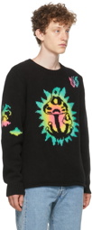 The Elder Statesman Black Paint Shroom Garden Pullover Sweater