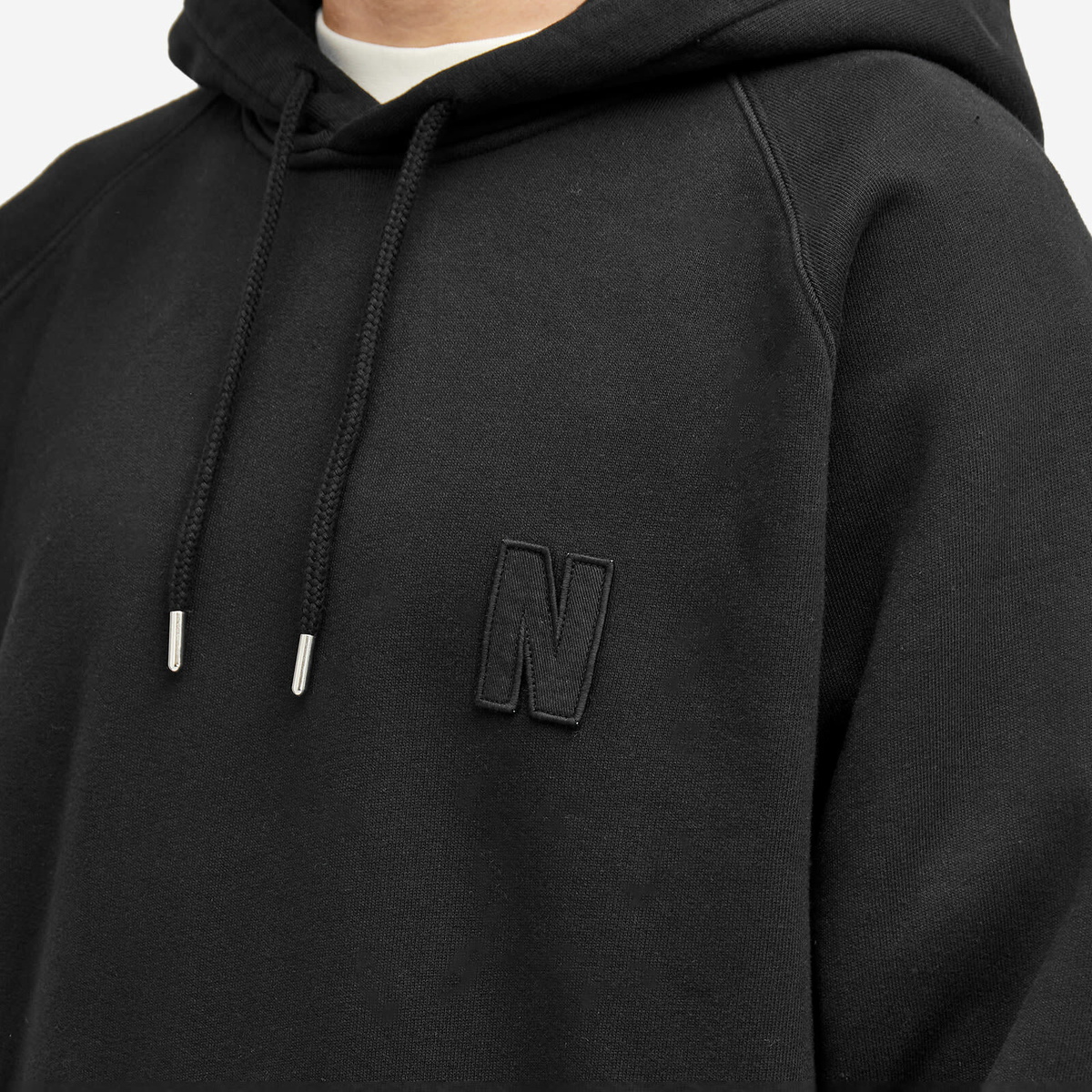 Norse Projects Men's Marten Raglan N Patch Hoodie in Black