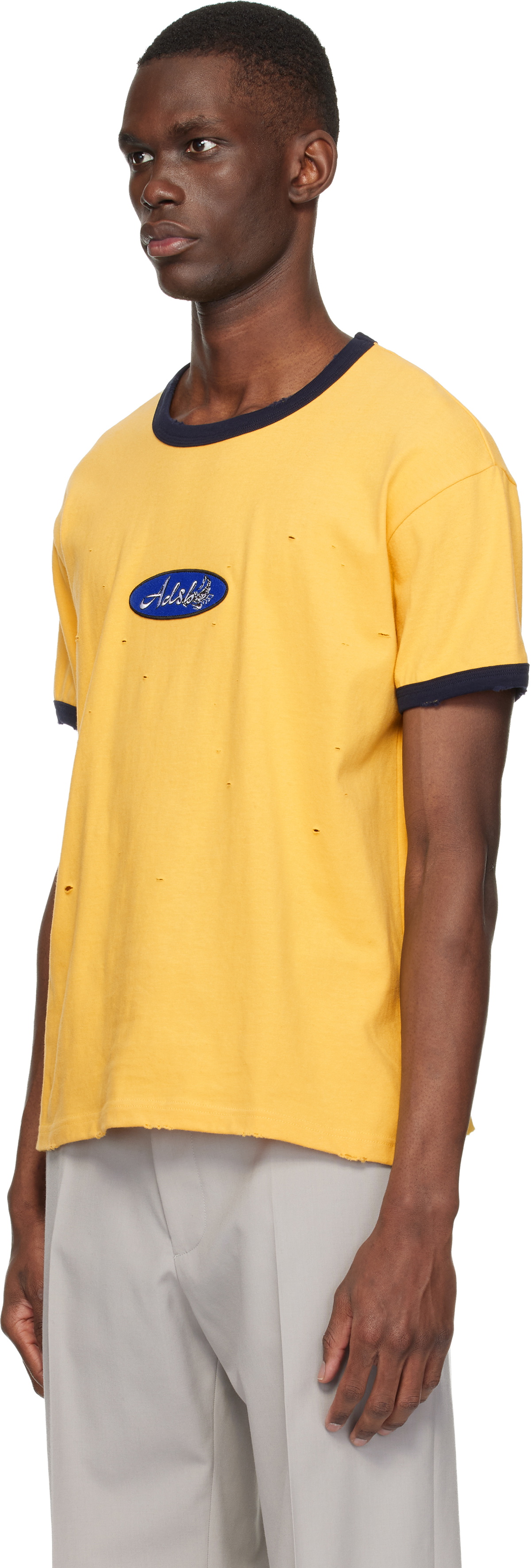 Andersson Bell Yellow Essential 'ADSB' Logo Patch Ringer T-shirt