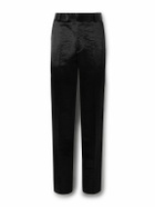 McQueen - Slim-Fit Straight-Leg Hammered-Satin Suit Trousers - Black