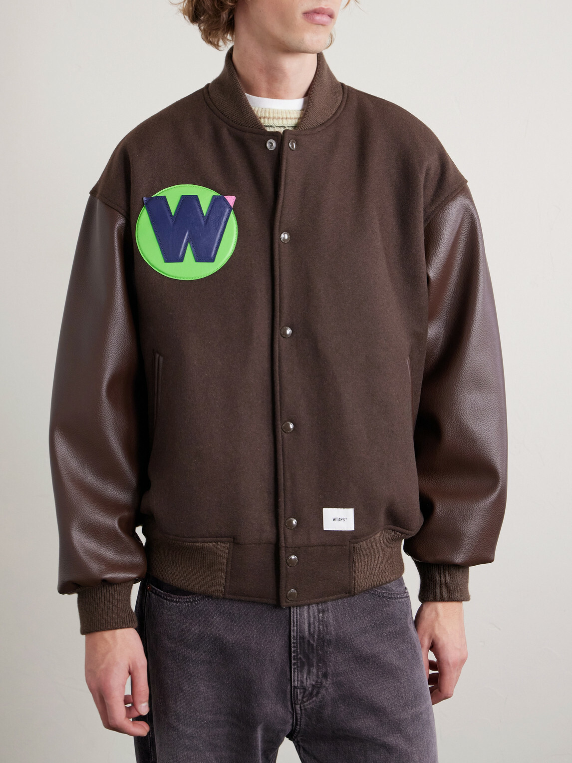 WTAPS - Logo-Appliquéd Panelled Melton Wool-Blend Jacket - Brown