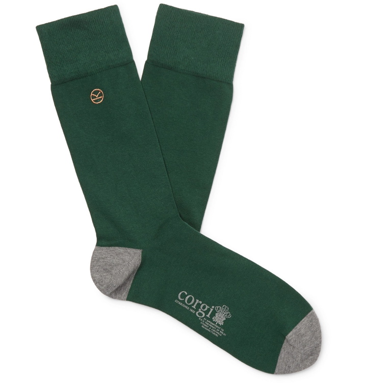 Photo: Kingsman - Colour-Block Cotton-Blend Socks - Green