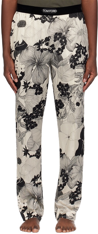 Photo: TOM FORD Black & Off-White Floral Pyjama Pants